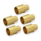 3/4 in. x 1/2 in. Brass PEX Straight Reducing Coupling Barb Pipe Fitting (5-Pack)