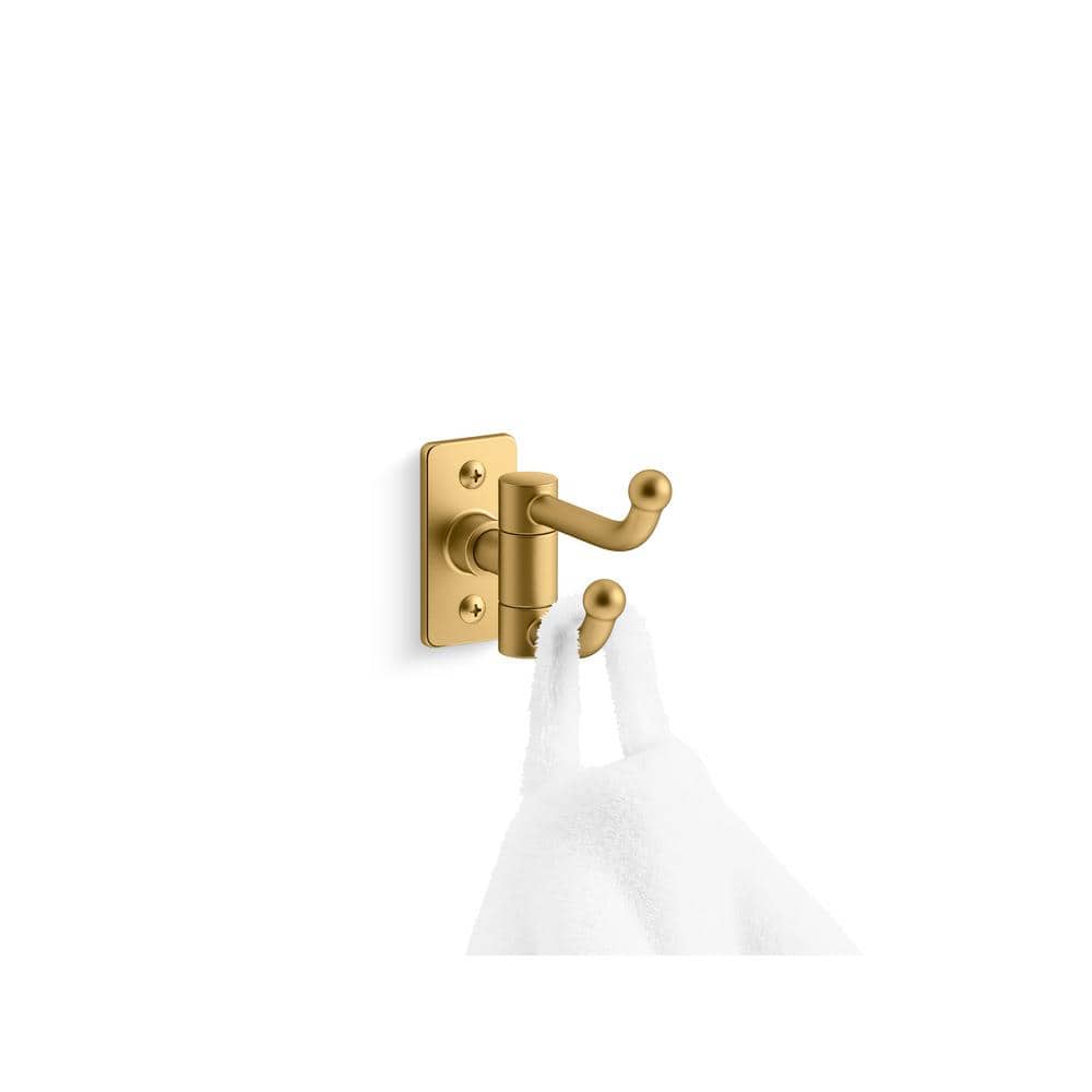 Vibrant Brushed Moderne Brass Double Robe Hook