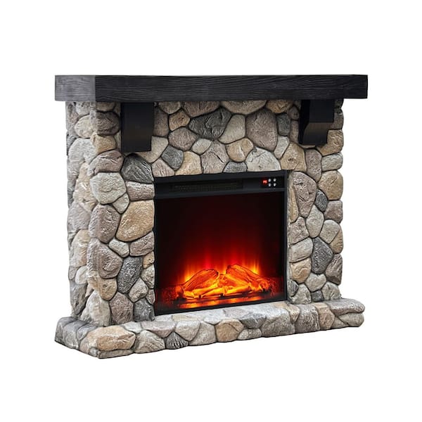 FESTIVO 44 in. Freestanding Electric Fireplace in Beige Stone