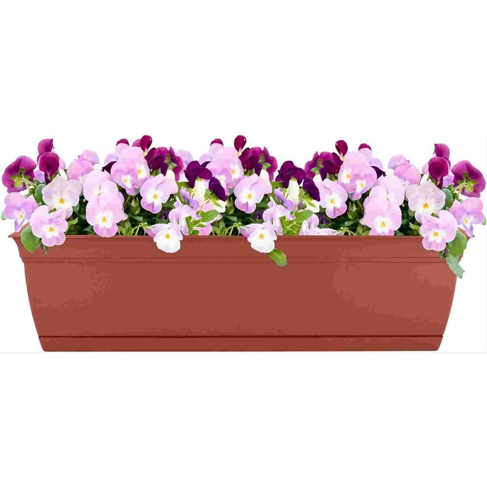 30 in. Window Planter Indoor Outdoor Rectangular Plastic Plant Pot with Rem