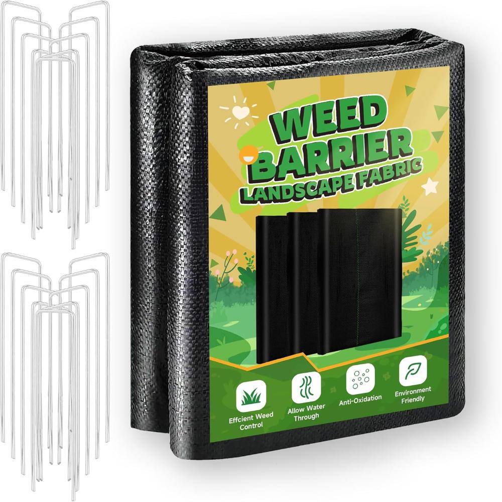 4 ft. x 50 ft. 3.2 oz. Woven Weed Barrier Landscape Fabric, Heavy-Duty Ground Cover for Garden, Black-2 Pack price history on PriceWatchPro