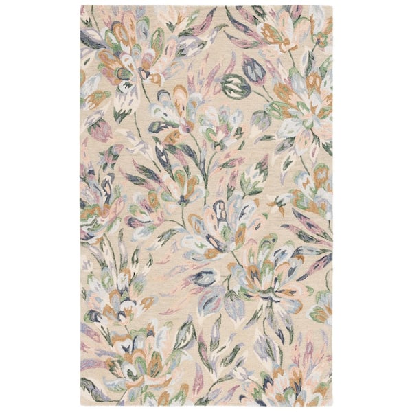 Jardin 2 ft. x 3 ft. Beige/Blue Floral Abstract Contemporary Area Rug