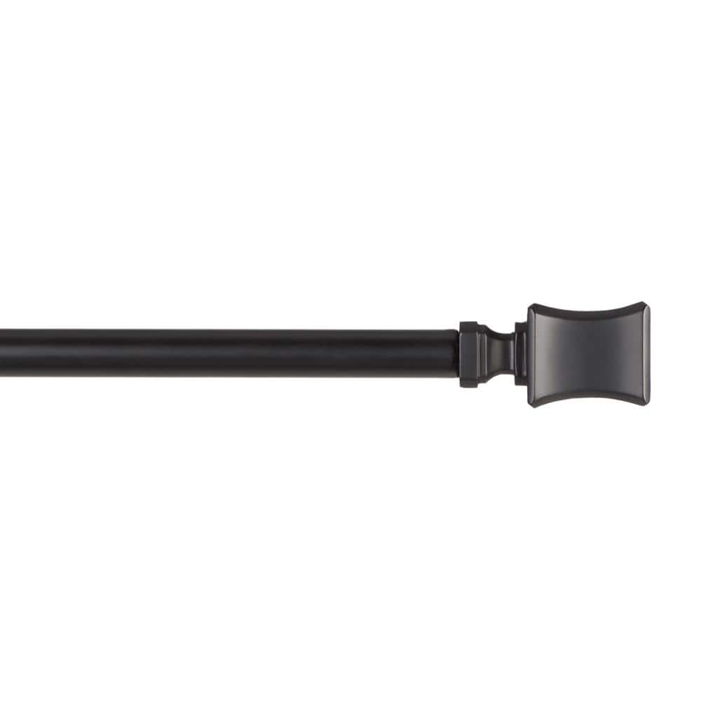 Matte Black Adjustable Curtain Rod with Resin Finials