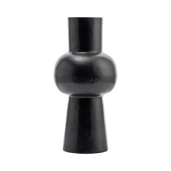 Liv & Skye 12 in. Black Metal Urn Decorative Vase