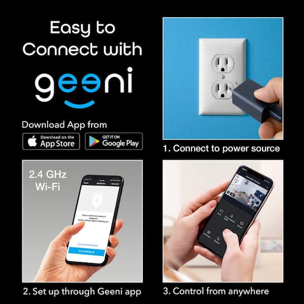 Geeni Aware 1080p HD Adjustable Mini Wi-Fi Standard Surveillance Camera with 2-Way Talk Motion Detection Works with Alexa