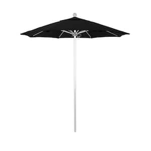 7.5 ft. Silver Aluminum Commercial Market Patio Umbrella with Fiberglass Ribs and Push Lift in Black Olefin