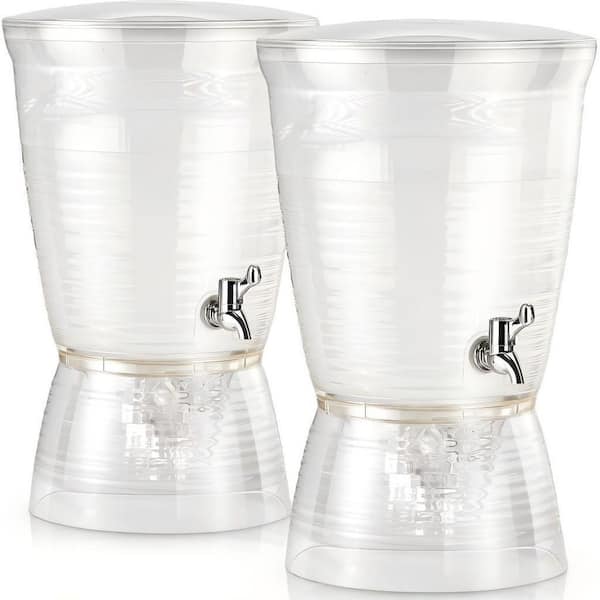 2-Pieces 2.7 Gal. Acrylic Beverage Water Dispenser with Spigot, Clear Countertop Drink Dispenser with Detachable Base