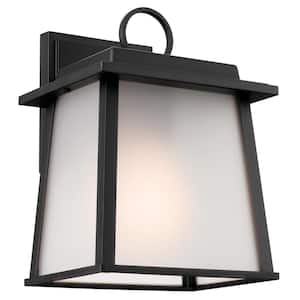 Noward 10.25 in. 1-Light Black Outdoor Hardwired Wall Lantern Sconce with No Bulbs Included (1-Pack)