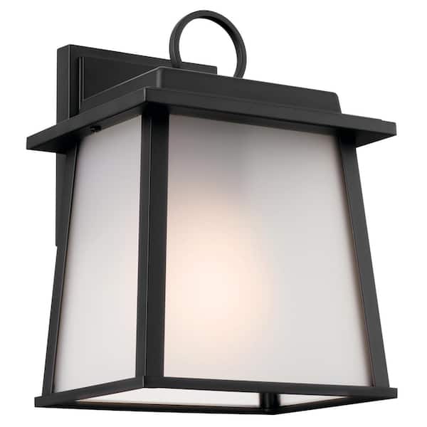 KICHLER Noward 10.25 in. 1-Light Black Outdoor Hardwired Wall Lantern Sconce with No Bulbs Included (1-Pack)