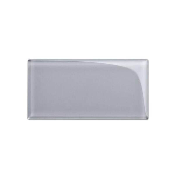 Giorbello Lavender Gray 3 in. x 6 in. x 8mm Glass Wall Tile Sample (1 ...