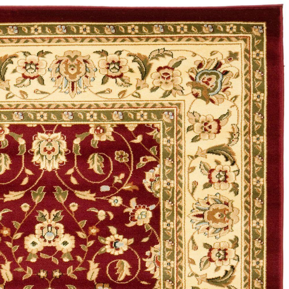 Red and Ivory Traditional Synthetic Area Rug, 8' x 11'