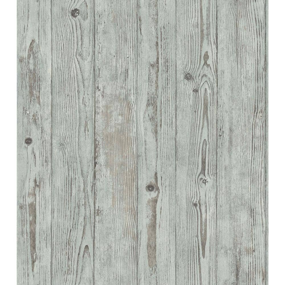 57.8 sq. ft. Albright Light Blue Weathered Oak Panels Strippable Wallpaper 