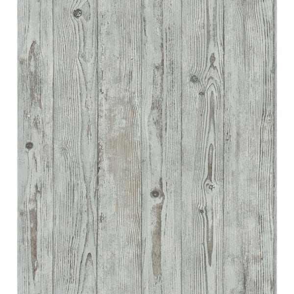 Advantage 57.8 sq. ft. Albright Light Blue Weathered Oak Panels Strippable Wallpaper Covers