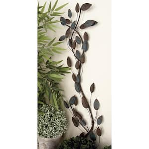 12 in. x  48 in. Metal Brown Leaf Wall Decor