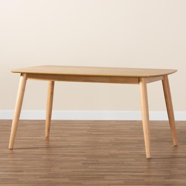 Baxton Studio Flora Natural Oak Wood 4 Legs Dining Table Seats 6