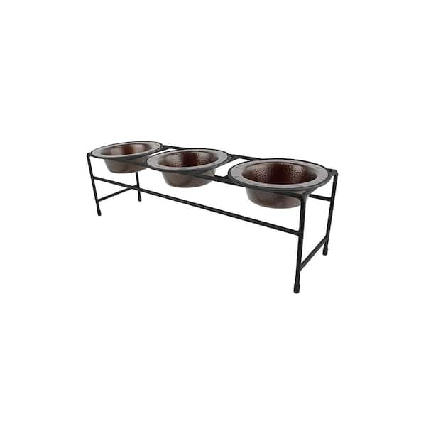 Platinum Pets Modern Triple Diner Feeder with Stainless Steel Cat/Dog Bowls, Copper Vien