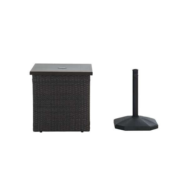 Sunjoy Waldo Brown Square Steel Side Table with Umbrella Stand