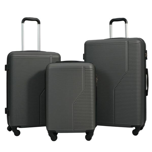LIVACA 7-Piece Dark Grey ABS Plastic Hardside Lightweight Luggage