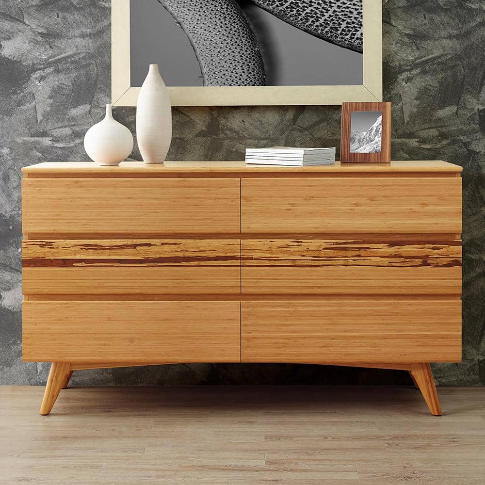 Sarah Natural 6-Drawer 64 in. Dresser without Mirror