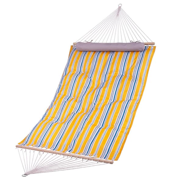 BACKYARD EXPRESSIONS PATIO · HOME · GARDEN 80 in. x 55 in. Extra Padded Reversible Quilted Hammock in Yellow