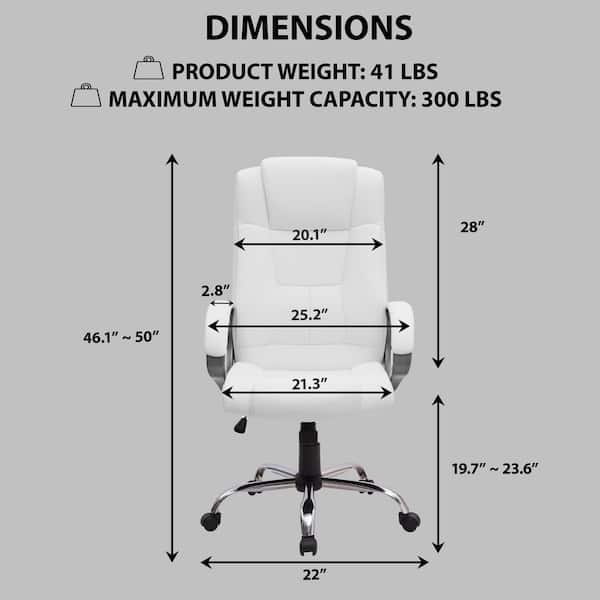 MAYKOOSH White High Back Executive Premium Faux Leather Office