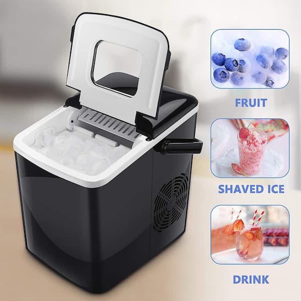 26 lb. Portable Ice Maker in Black with 2 Optional Ice Cube Sizes