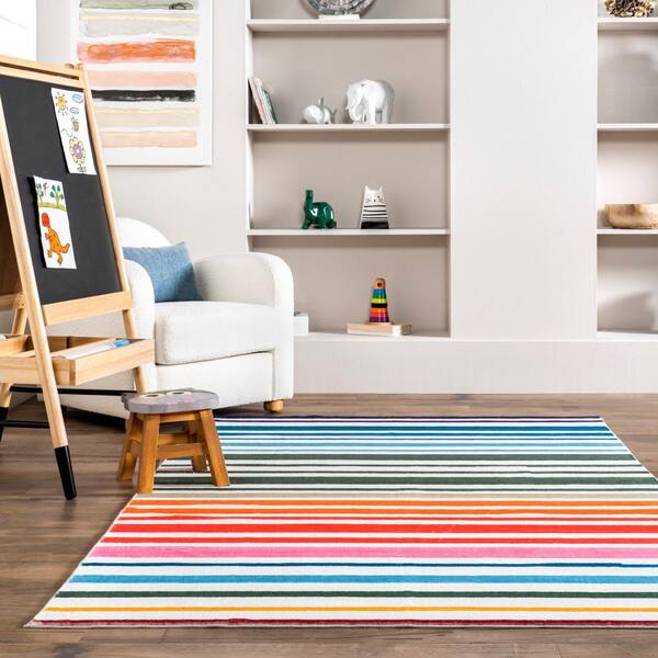 Creative Abstract Rug Multicolor Industrial Rug Polyester Pet Friendly  Non-Slip Backing Washable Area Rug for Living Room