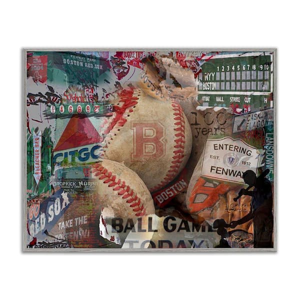 Stupell Industries Entering Fenway Baseball Collage by Graffi tee Studios Gray Framed Sports Giclee Art Print 16 in. x 20 in.