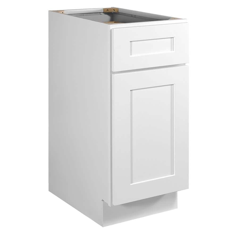 Design House Brookings Solid Wood Assembled Shaker 15 in. x 34.5 in. x 24 in. 1 Door 1 Drawer Base Kitchen Cabinet B15 in White