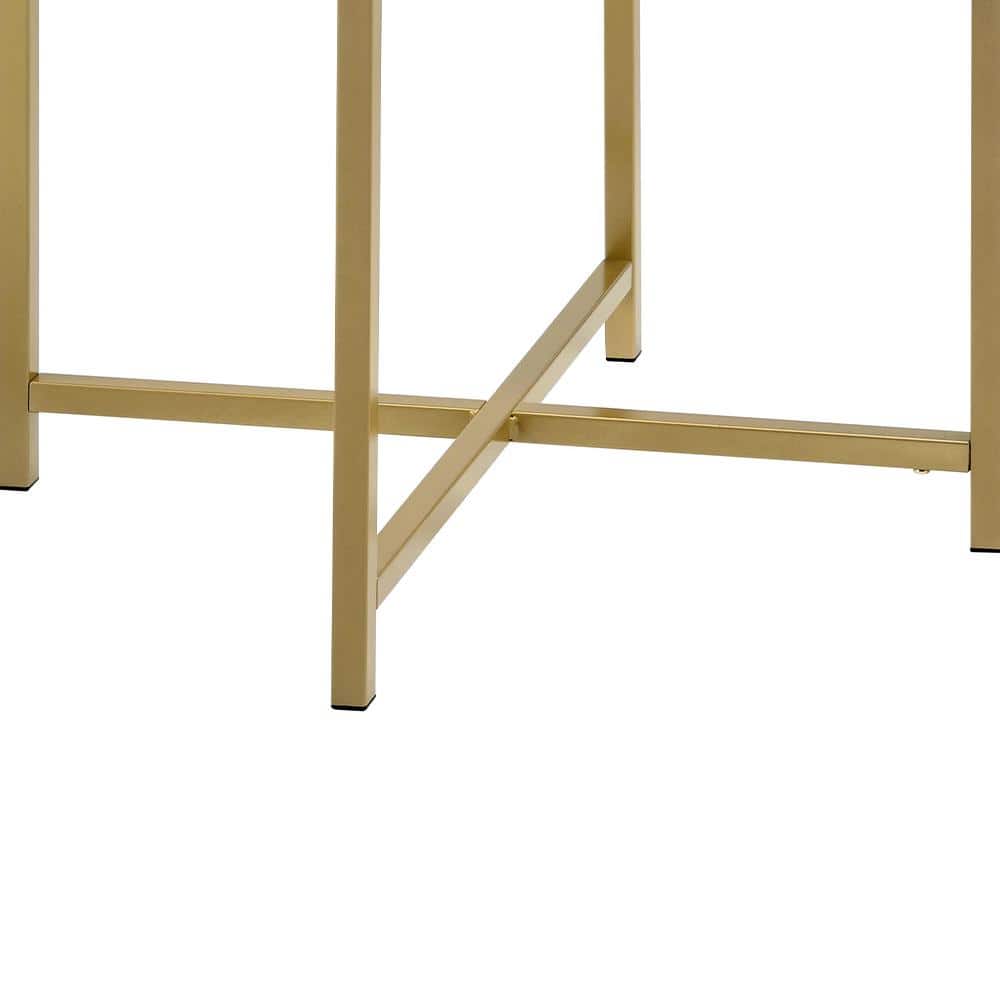 Charrot 24" Round Gold Metal and Glass End Table