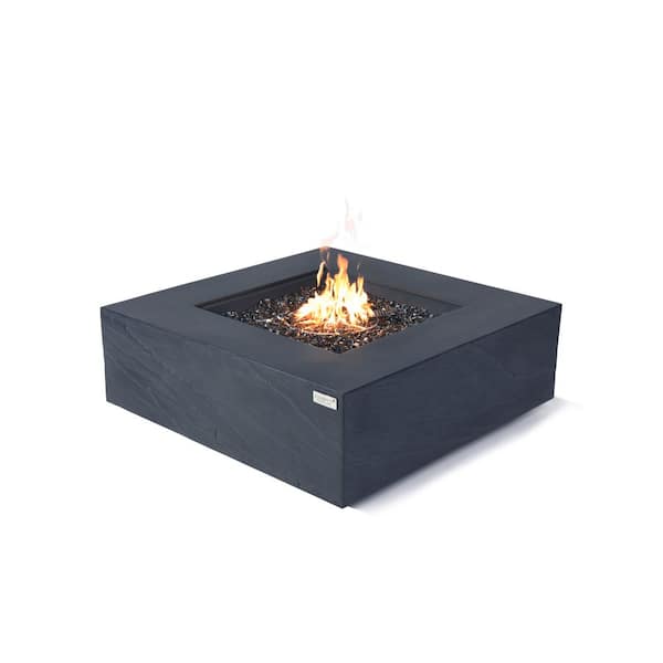 Roraima 40 in. x 40 in. x 15 in. Square Concrete Natural Gas Fire Pit Table in Slate Black