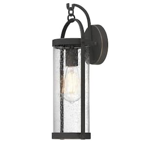Morrisette 1-Light Oil Rubbed Bronze with Highlights Outdoor Wall Mount Lantern with Clear Seeded Glass
