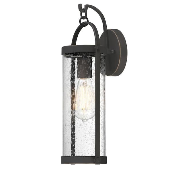 Westinghouse Morrisette 1-Light Oil Rubbed Bronze with Highlights Outdoor Wall Mount Lantern with Clear Seeded Glass