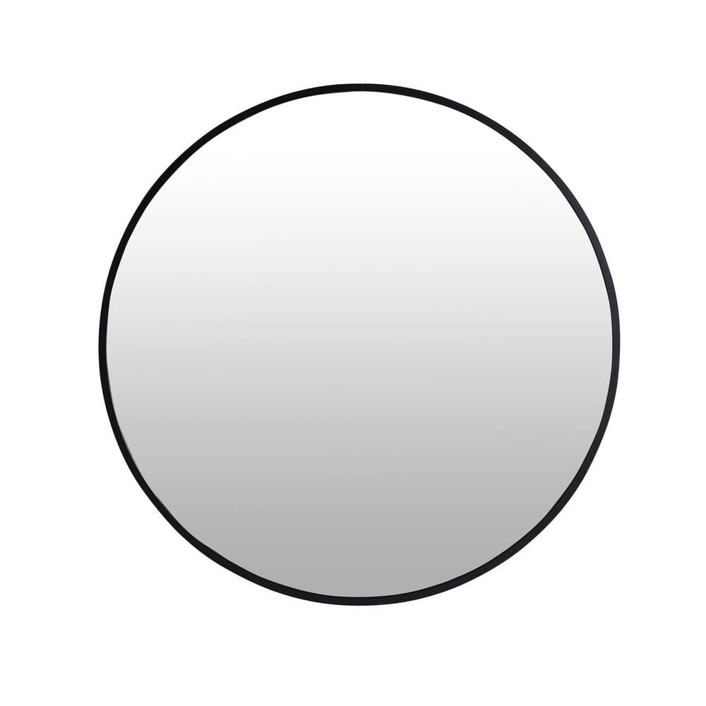 24 in. W x 24 in. H Round Framed Black Wall Bathroom Mirror