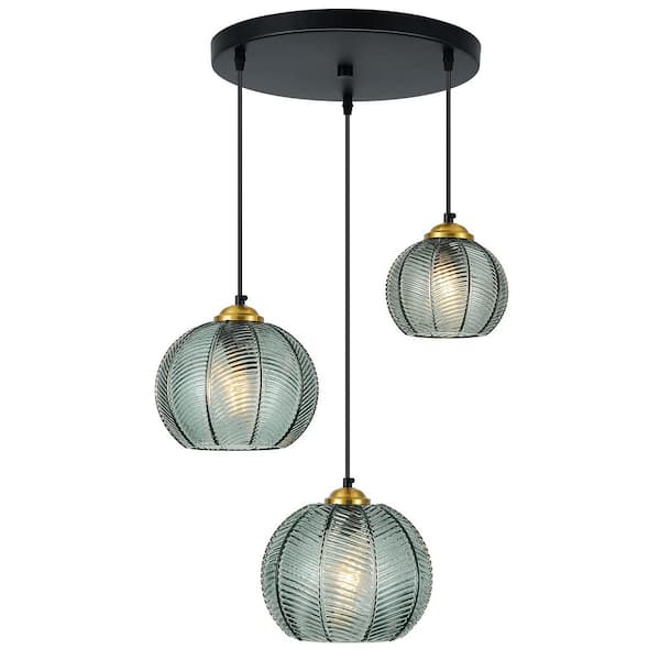 Home Lighting 7. 87in. 3-Light Gray Green-3Y Glass Globe Pendant Lights for Kitchen Island