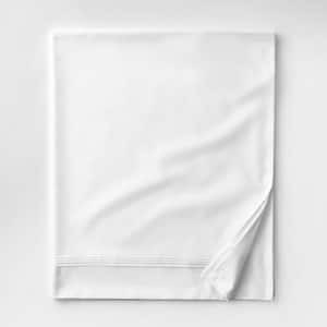 Legends White Solid 600-Thread Count Egyptian Cotton Sateen Full Flat Sheet
