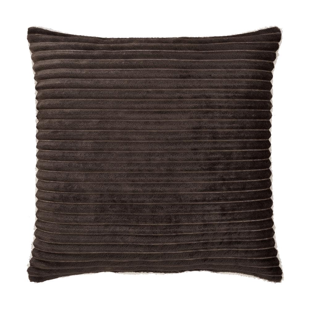 Emmett Mocha Polyester Solid 20 in. Square Decorative Throw Pillow 20 in. L