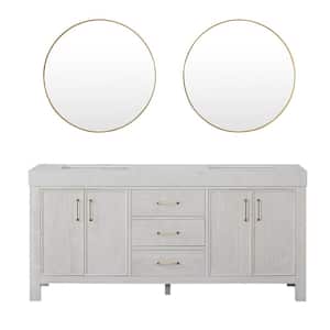 Leon 72 in. W x 22 in. D x 34 in. H Double Bath Vanity in Washed White with White Composite Stone Top and Mirror