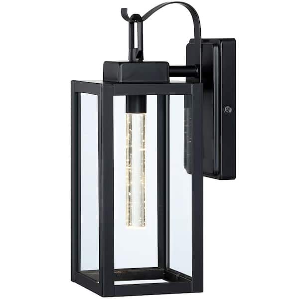 Pia Ricco 13.75 in. 1 Light Black Outdoor Wall Sconce Fixture with LED Tube