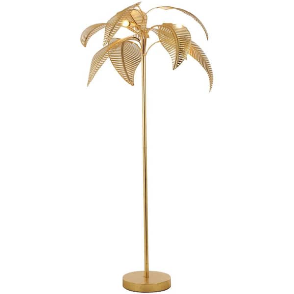 66 in. Gold Metal Floor Lamp with Round Base