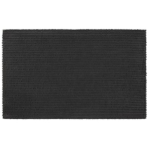 Homespun Noodle 17 in. x 24 in. Charcoal Gray Polyester Machine Washable Bath Mat