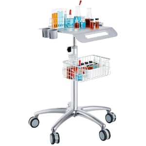 Medical Cart, Salon Cart with Wheels, Mobile Trolley Cart Height Adjustable,Rolling Desktop Kitchen Cart Sliver Metal