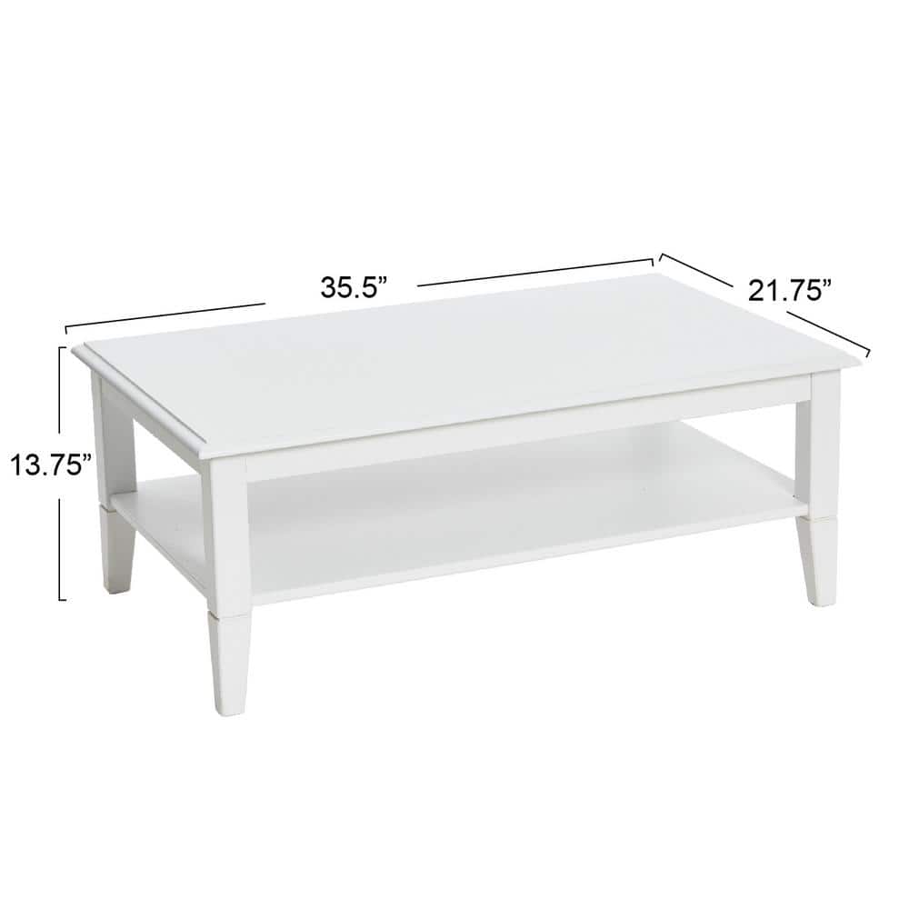 White Pine Wood Rectangular Coffee Table with Storage