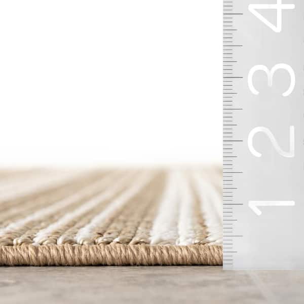 Frenshe Interiors Hermine Striped Brown 9 ft. x 12 ft. Indoor/Outdoor Patio Area Rug