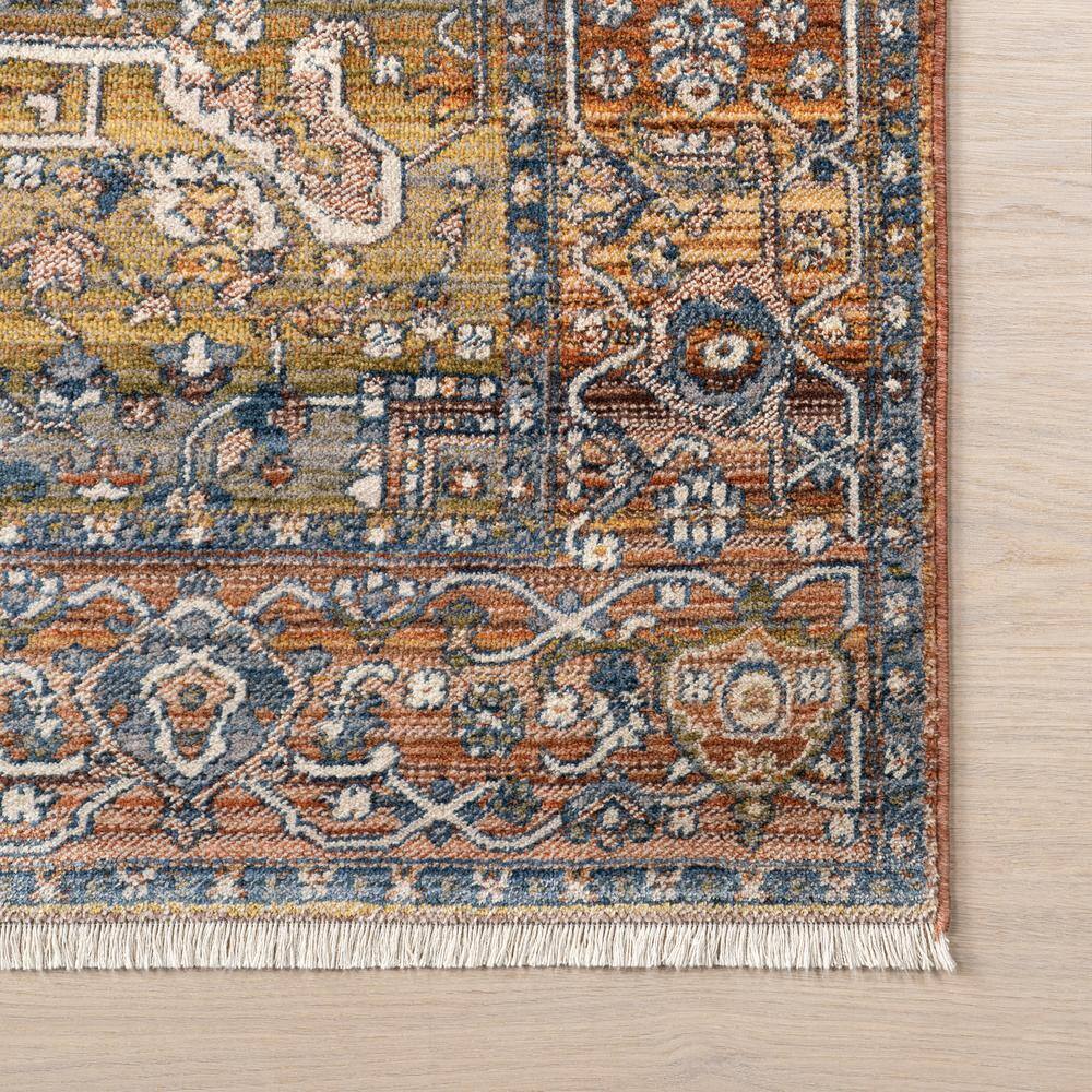 Harriet Vintage Medallion Fringe Rust Runner Rug - 2' 6" x 14'