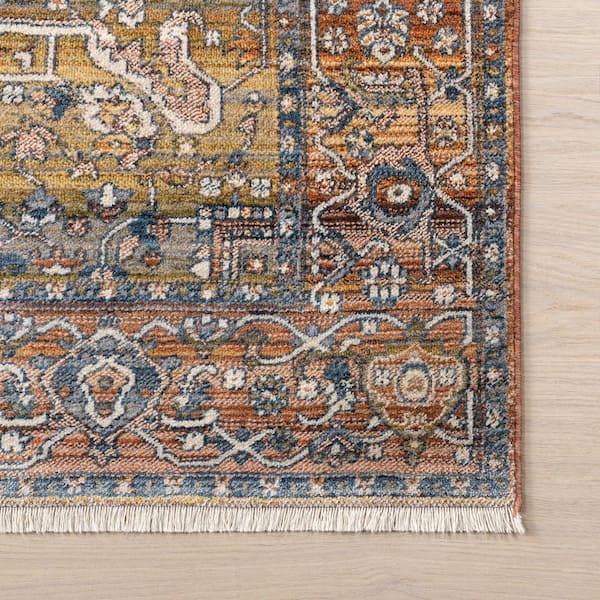 nuLOOM Ehtel Medallion Fringe Rust 7 ft. 10 in. Square Rug