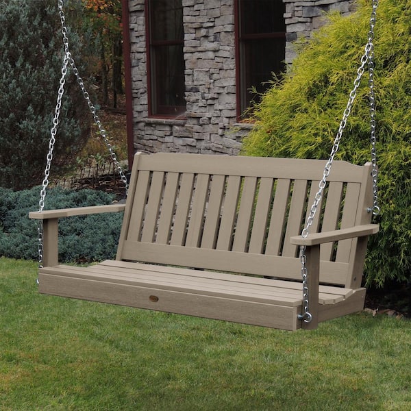 Lehigh 5 ft. 2-Person Woodland Brown Recycled Plastic Porch Swing