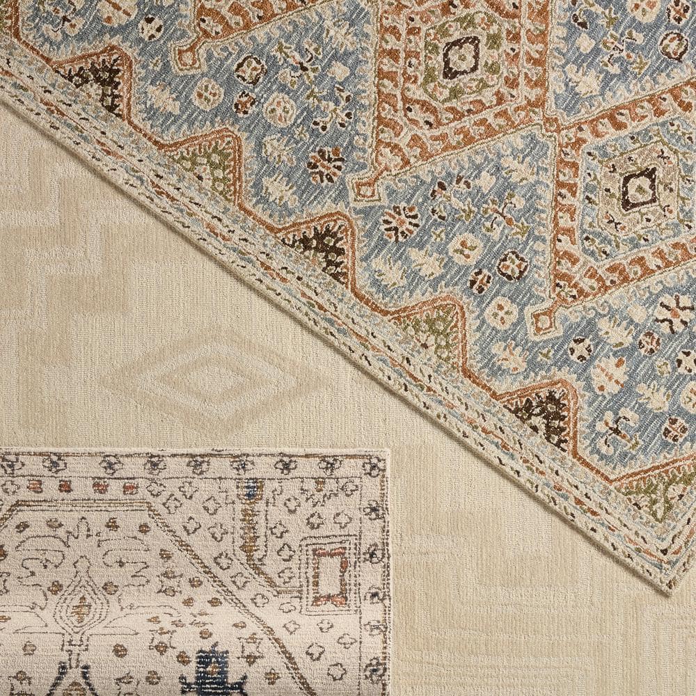 Light Gray Medallion Hand-Tufted Wool Rug - 8' x 10'