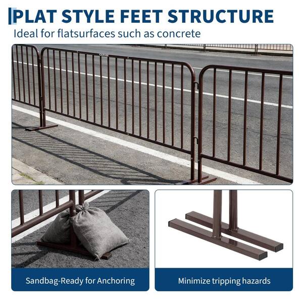 Heavy Duty 8.5 ft.Interlinked Steel Safety Barricade for Crowd