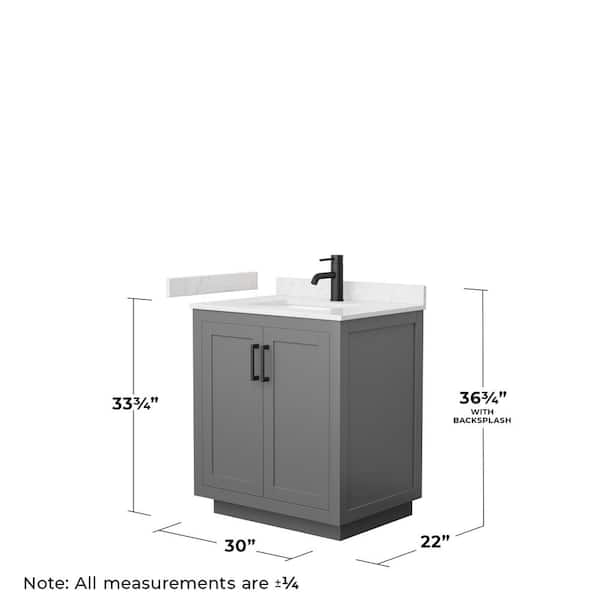 Miranda 30 in. W x 22 in. D x 33.75 in. H Single Bath Vanity in Dark Gray with Carrara Cultured Marble Top